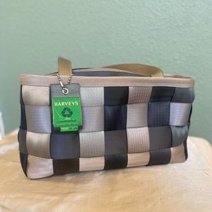 Harvey's Recycled Seatbelt Purse/Tote Black Gray and Silver
